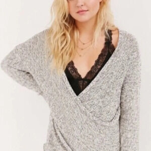 Cream color cozy surplice sweater